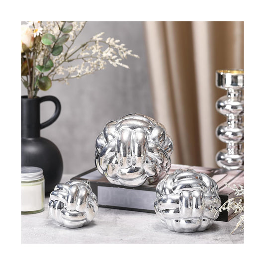 Entry Table Ceramic Aesthetic / Silver / Set of 3