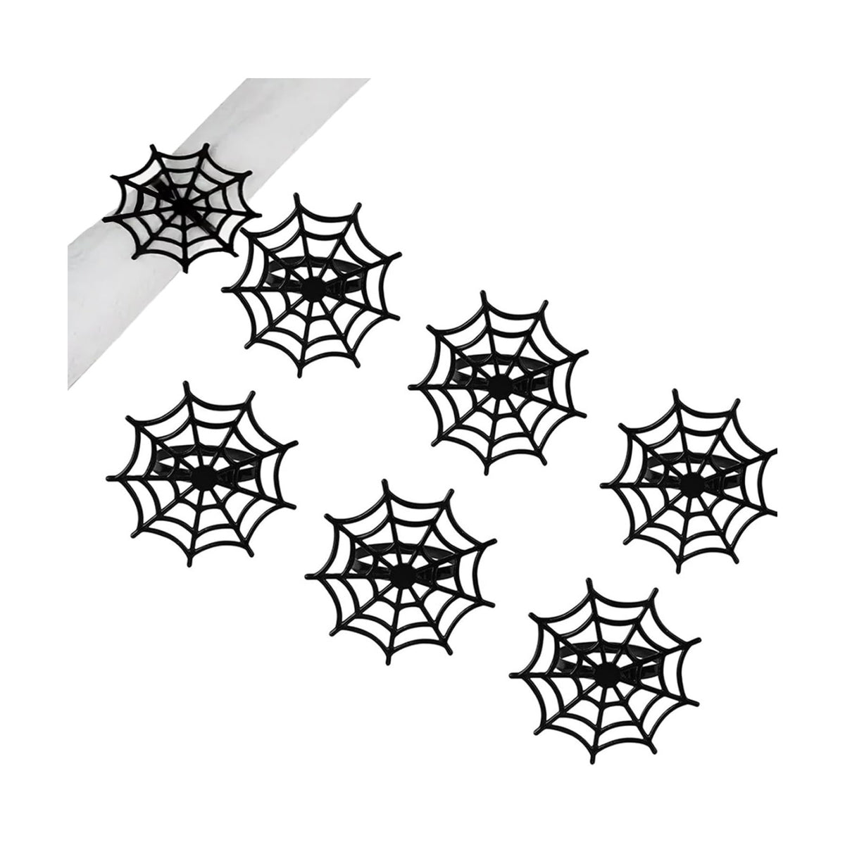 Black Spider Web Napkin Rings Set of 6,Metal Halloween Napkin Holders for Family Party Wedding Dining Home Table Decors Halloween Decorations