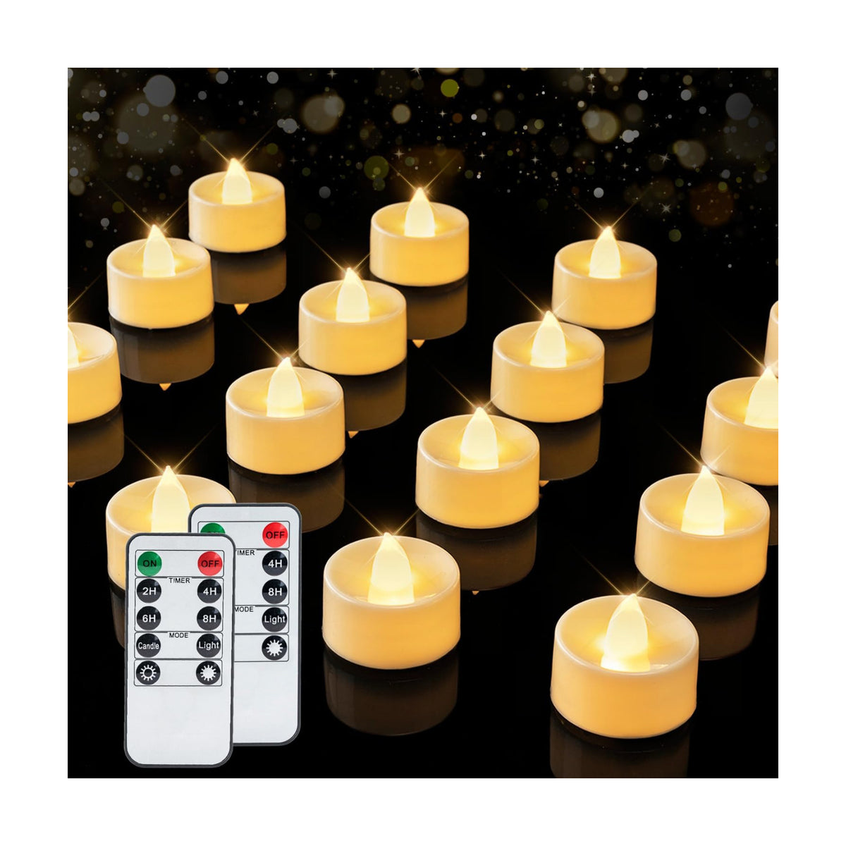 BEICHI 24Pcs Flameless LED Tea Lights with Remote & Timer,Ivory Base,400Hrs | Flickering TeaLights Candles Battery