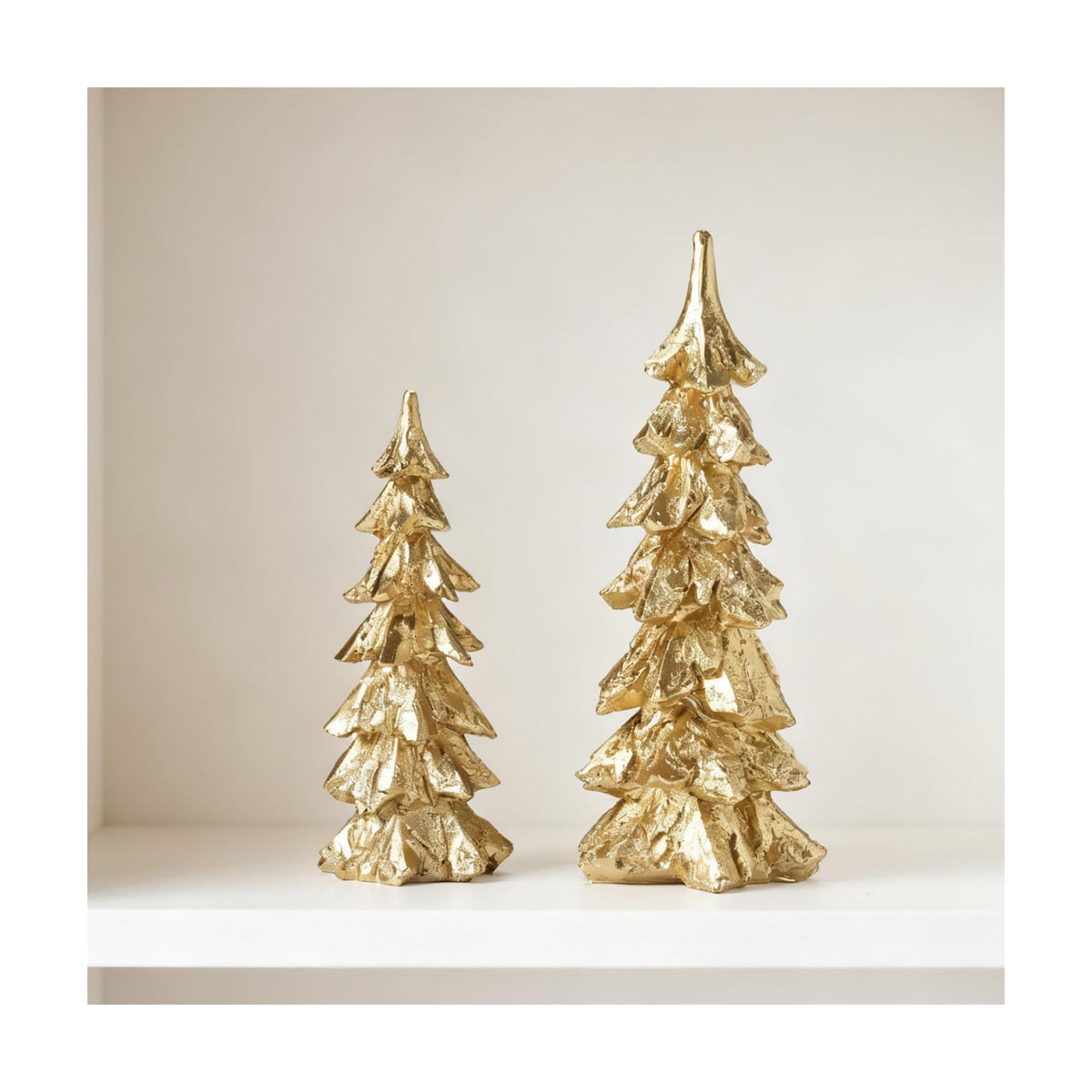 FESTGLOX Gold Christmas Tree Figurines, Resin Tabletop Christmas Tree Decor