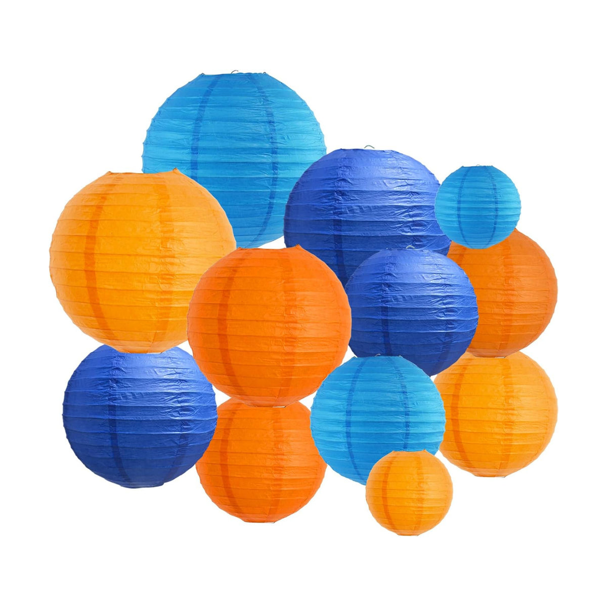 BEISHIDA Blue Orange Paper Lantern 12Pcs 4/6/8/10/12Inch Round Chinese Lamp