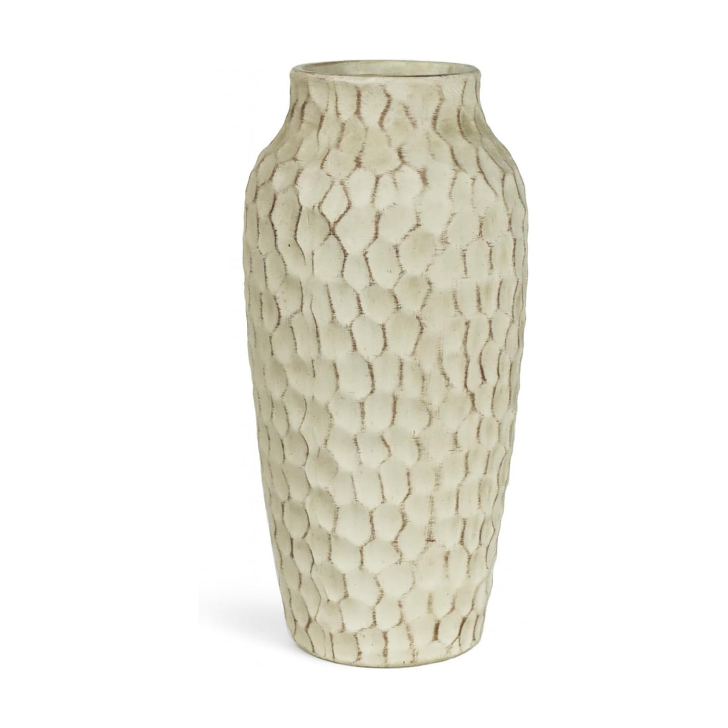 Ceramic Vase / Large Rustic Textured Decorative Vase for Farmhouse Home Decor / Yellow / 12.4 Inch