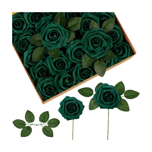 InnoGear Fake Roses 100 Pcs Hunt Green Flowers Artificial Faux Foam Floral