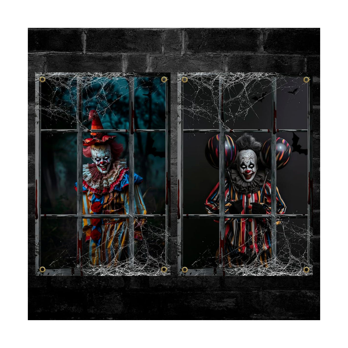 Yigney 2 Pcs Scary Halloween Window Decorations Clown Ghost Window Cover