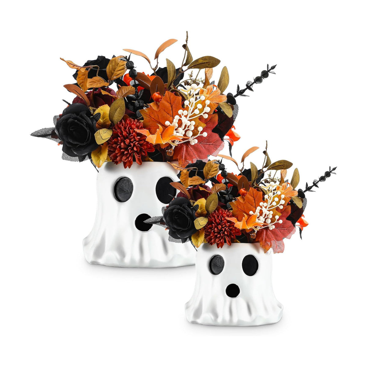 Fullhawl 2 Pack Ghost Bucket Decor Halloween Vase Ghost Candy Bowl