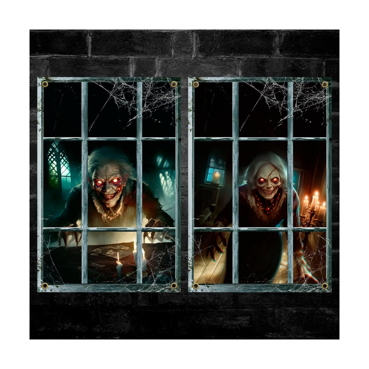 Yigney 2 Pcs Scary Halloween Window Decorations Zombies Ghost Window Cover