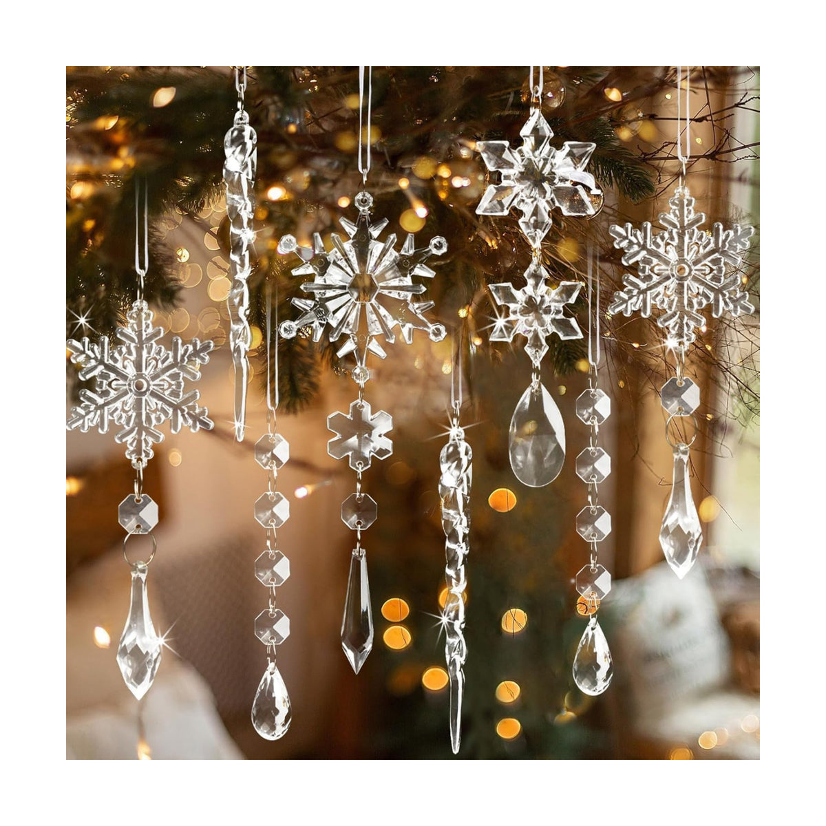 Crystal Ornaments for Christmas Tree Winter Wonderland Decorations
