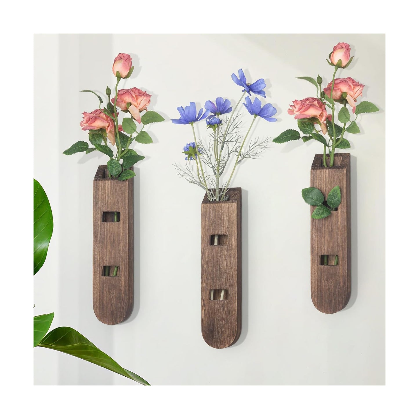 Wood Planter Set / Log Color-d / Set of 3