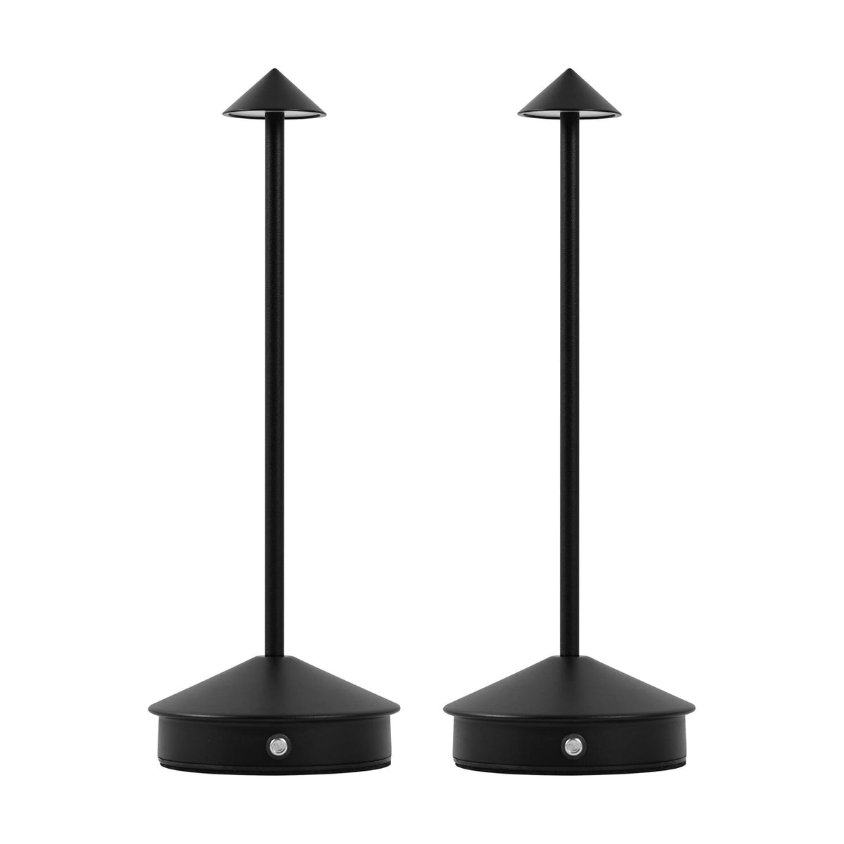 LED Rechargeable Cordless Table Lamps Black | 2 Pcs Portable Modern USB Battery Operated Lights,Waterproof Touch