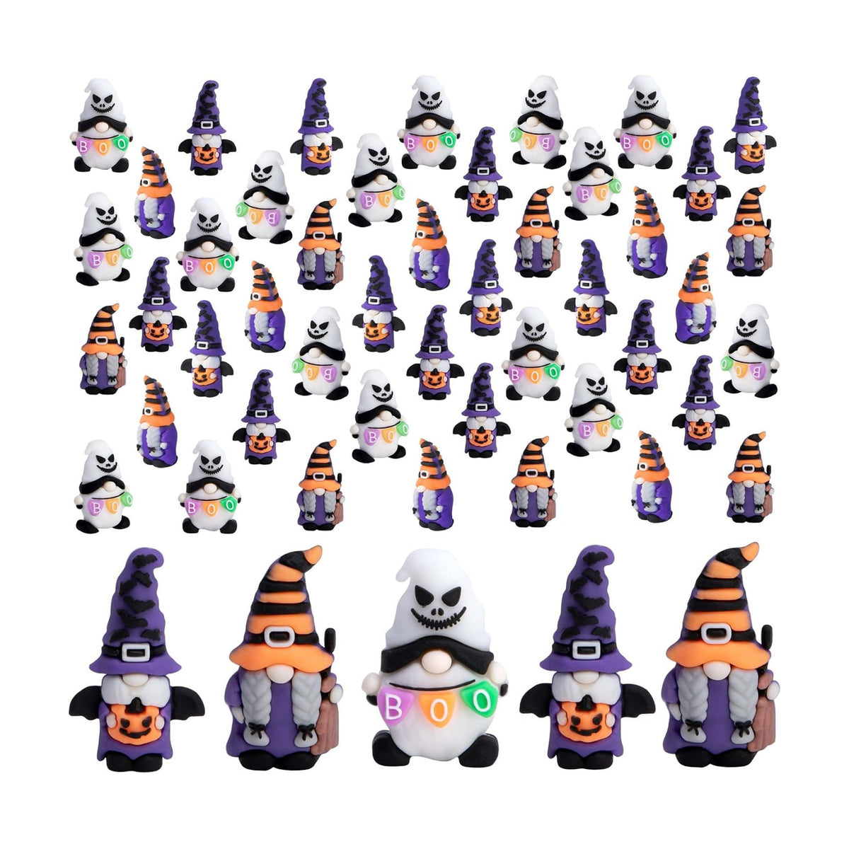 60 Pcs Halloween Mini Gnome Figurines, Miniature Gnomes Table Decoration