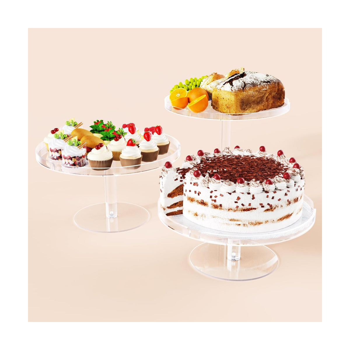 Bakzon Acrylic Cupcake Stand, Clear Dessert Dessert Table Display Set, Cupcake Tower Holder Display with Base for