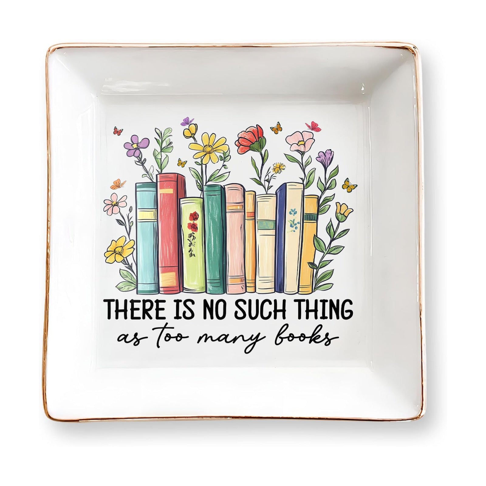 Floral Books 4" Jewelry Dish / Book Lovers