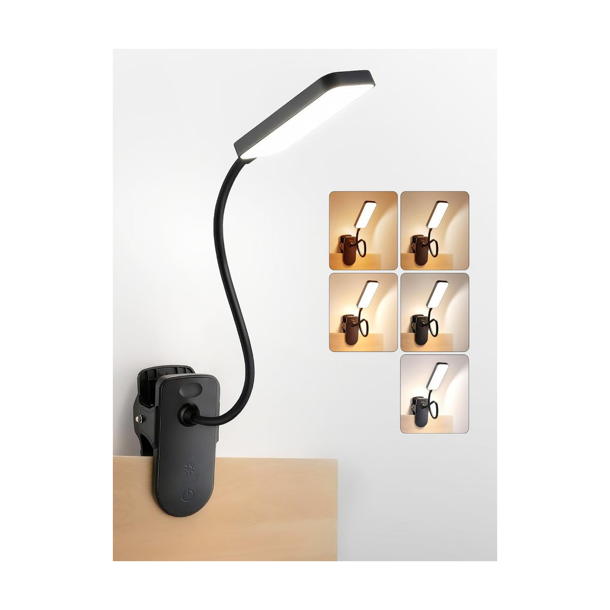 Clip on Light,9 Brightness+5 Color Rechargeable Lamp,48 LED Small Desk Lamp | 4000mAh Battery Powered Lamp,450 Lumen