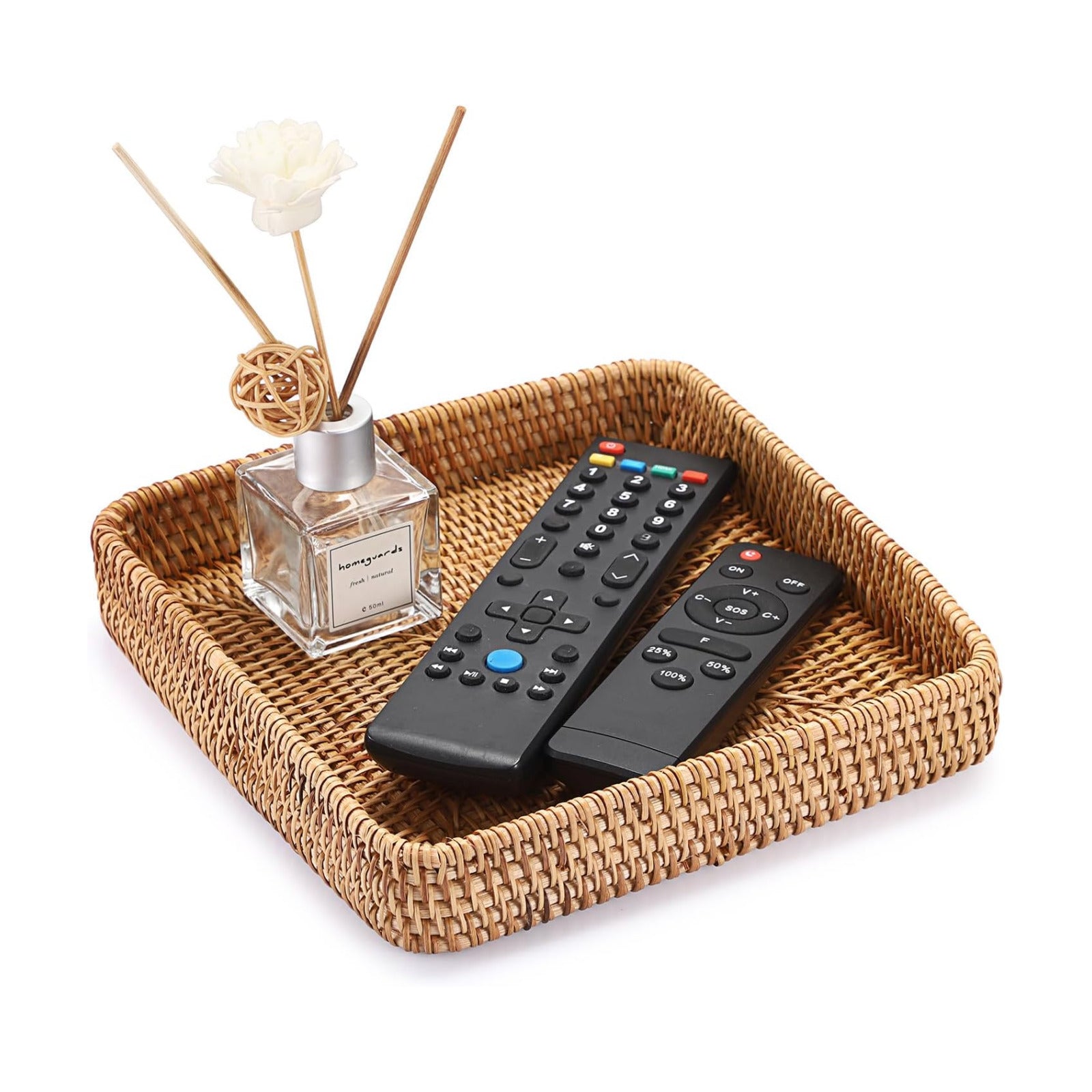 Small Remote Basket / Natural / 8.1 x 8.1 x 1.5