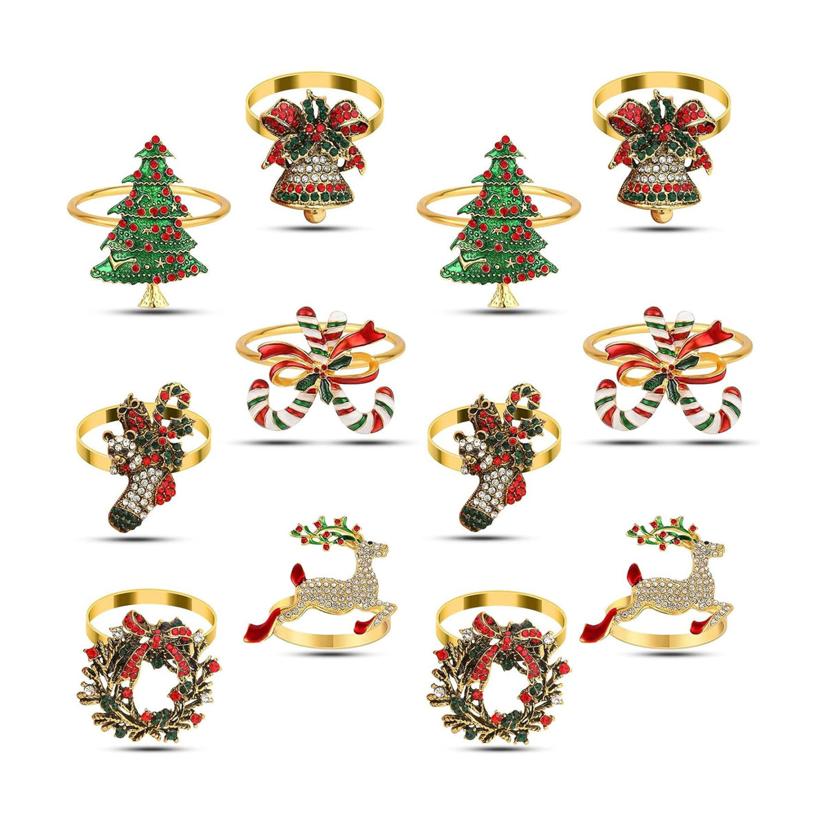 KPOSIYA Christmas Napkin Rings Set of 48, Gold Metal Napkin Holder