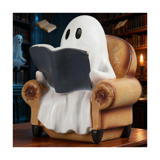 Ghost Reading Book Figurines Ghost Decor Halloween Decorations Indoor Vintage / Reading Ghost
