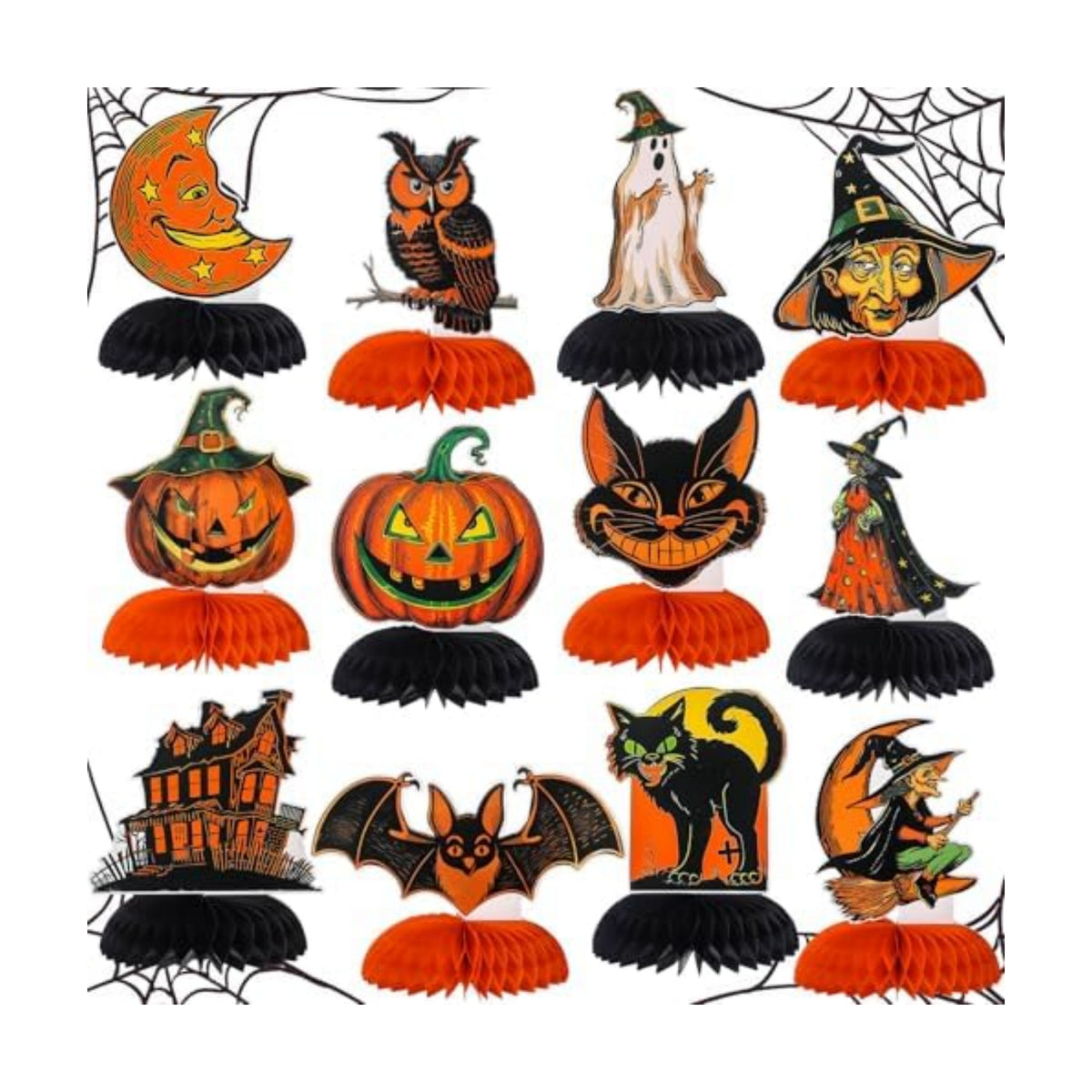 AmazingSpark 12 Pcs Halloween Honeycomb Centerpieces Vintage Party