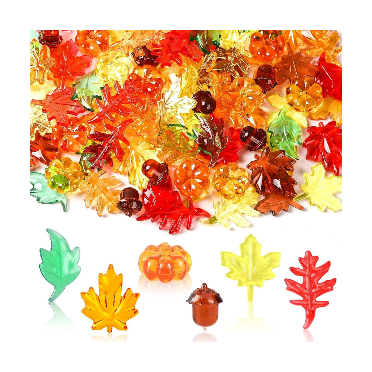120Pcs Acrylic Leaves Mini Pumpkin Maple Leaves Acorns