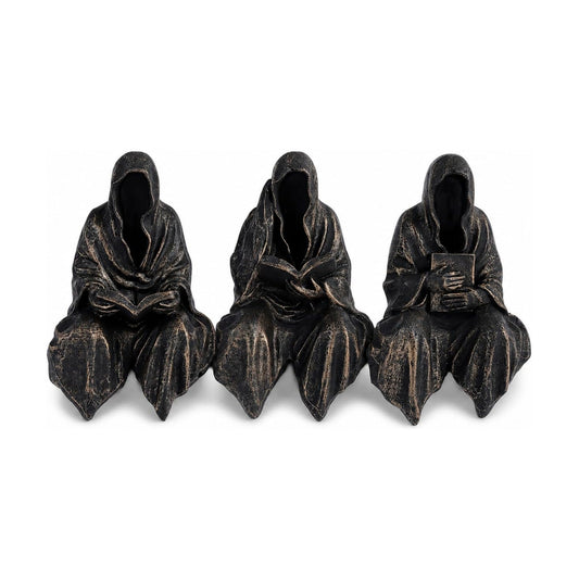 Gothic Grim Reaper Statue / Black Gold / Set of 3