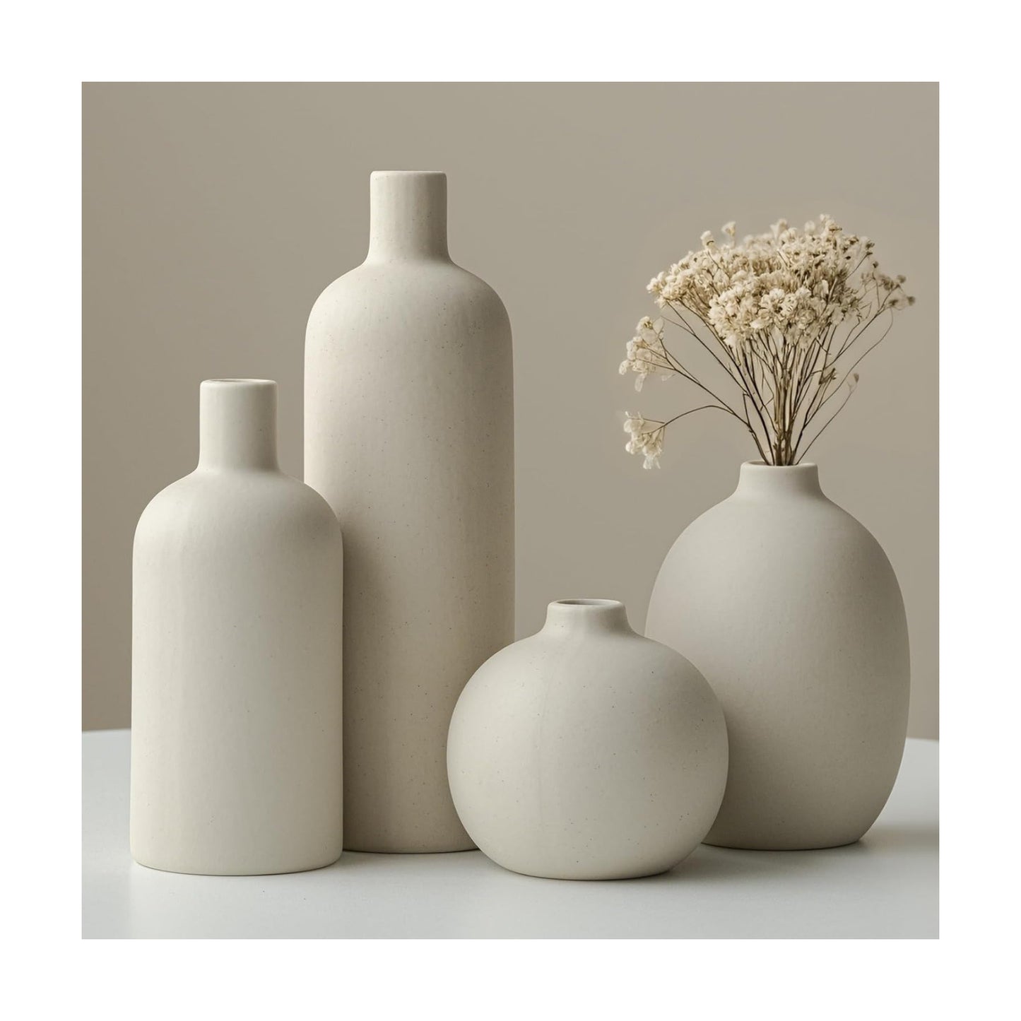 Modern Ceramic Vase Set / Beige
