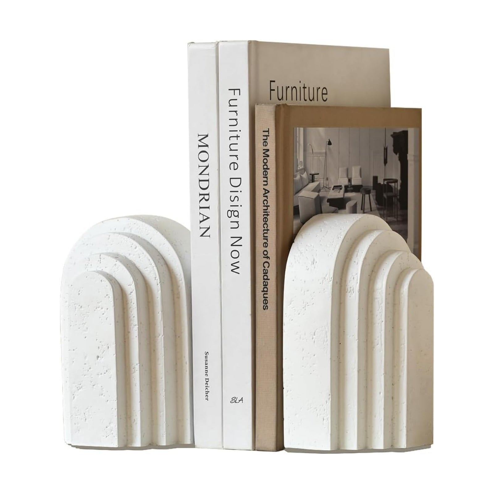 Decorative Bookends / Book Ends for Heavy Books / White / Set of 2