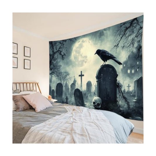 HVEST Blacknight Halloween Tapestry for Bedroom Party,70.9L x 92.5W Inches