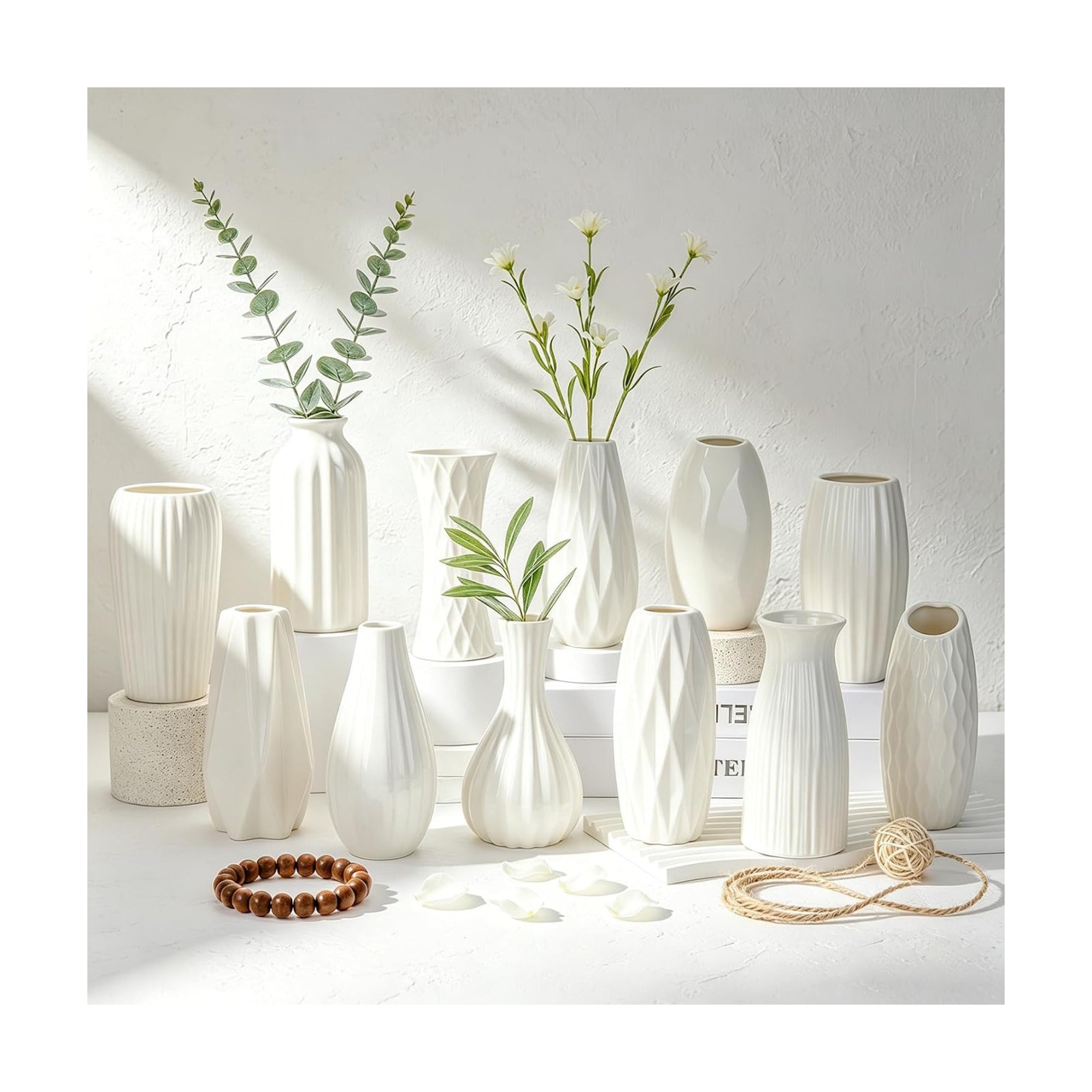 Ceramic Bud Vase / Glazed White / Set of 12
