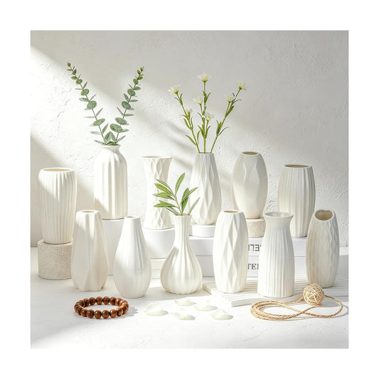 Ceramic Bud Vase / Glazed White / Set of 12