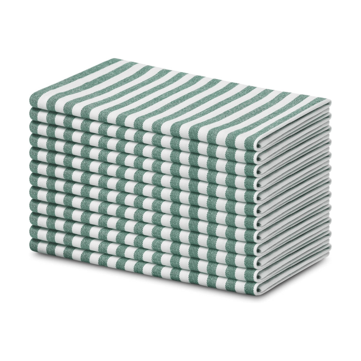 Blue Needles Set of 12 Striped Cloth Napkins 100% Cotton Dinner Table Napkins 18x18 inches, Soft, Reusable, Absorbent &