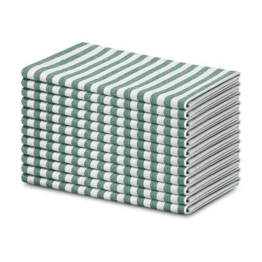 Blue Needles Set of 12 Striped Cloth Napkins 100% Cotton Dinner Table Napkins 18x18 inches, Soft, Reusable, Absorbent &