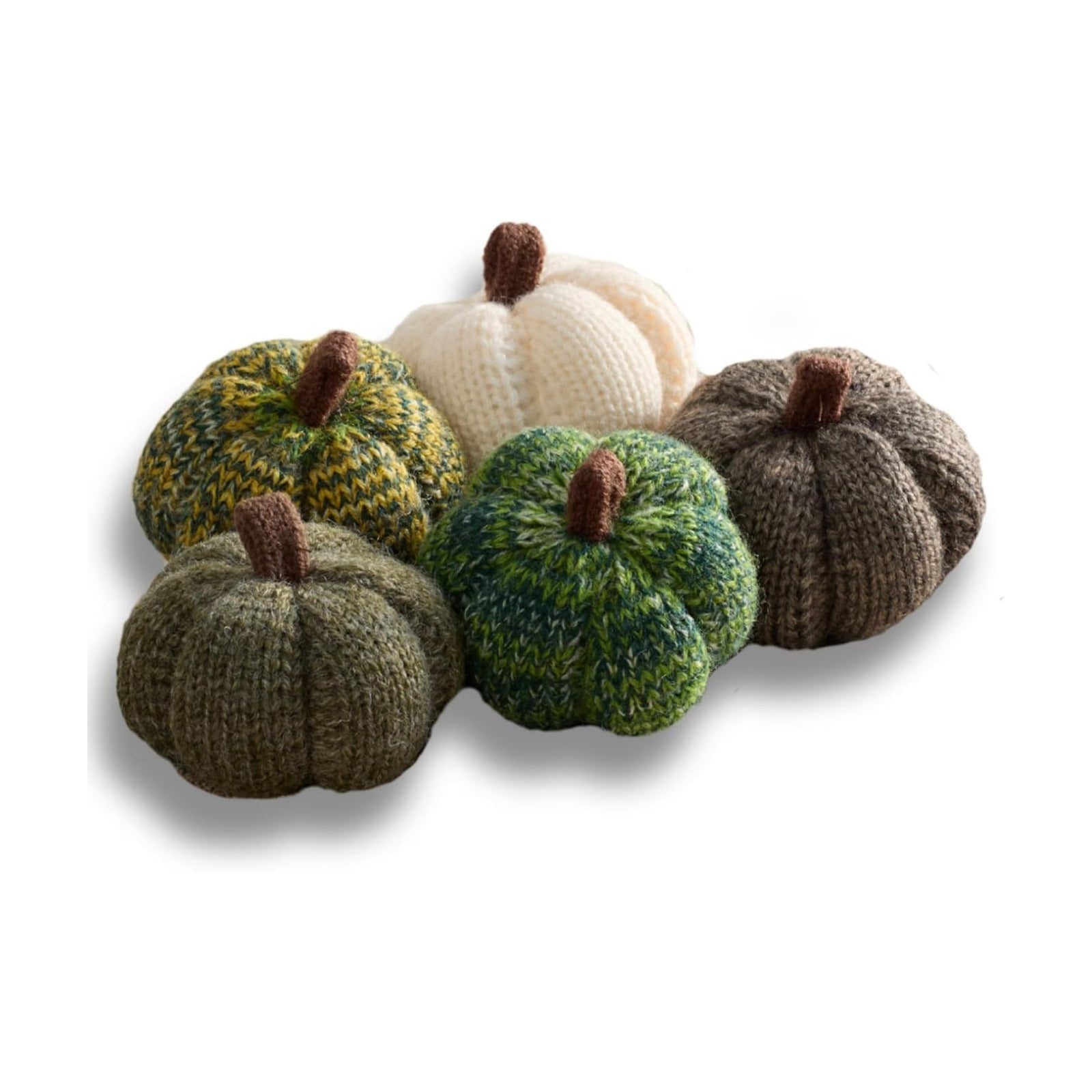 Cozy Mini Knit Pumpkins Set of 5 (Juniper 2.5 Inch Set)