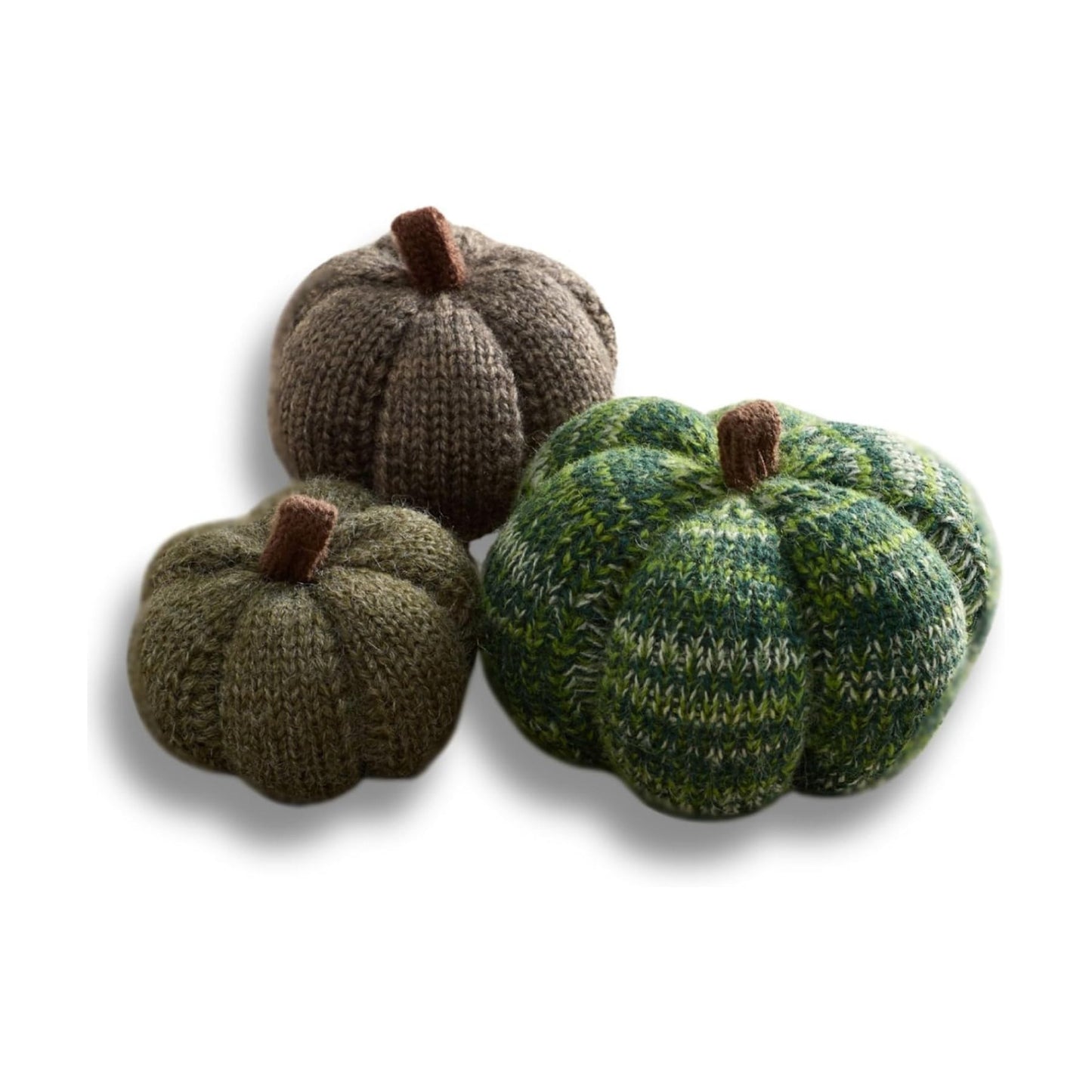 Set of 3 Cozy Mini Knit Pumpkins (Juniper Multi-Size Set)