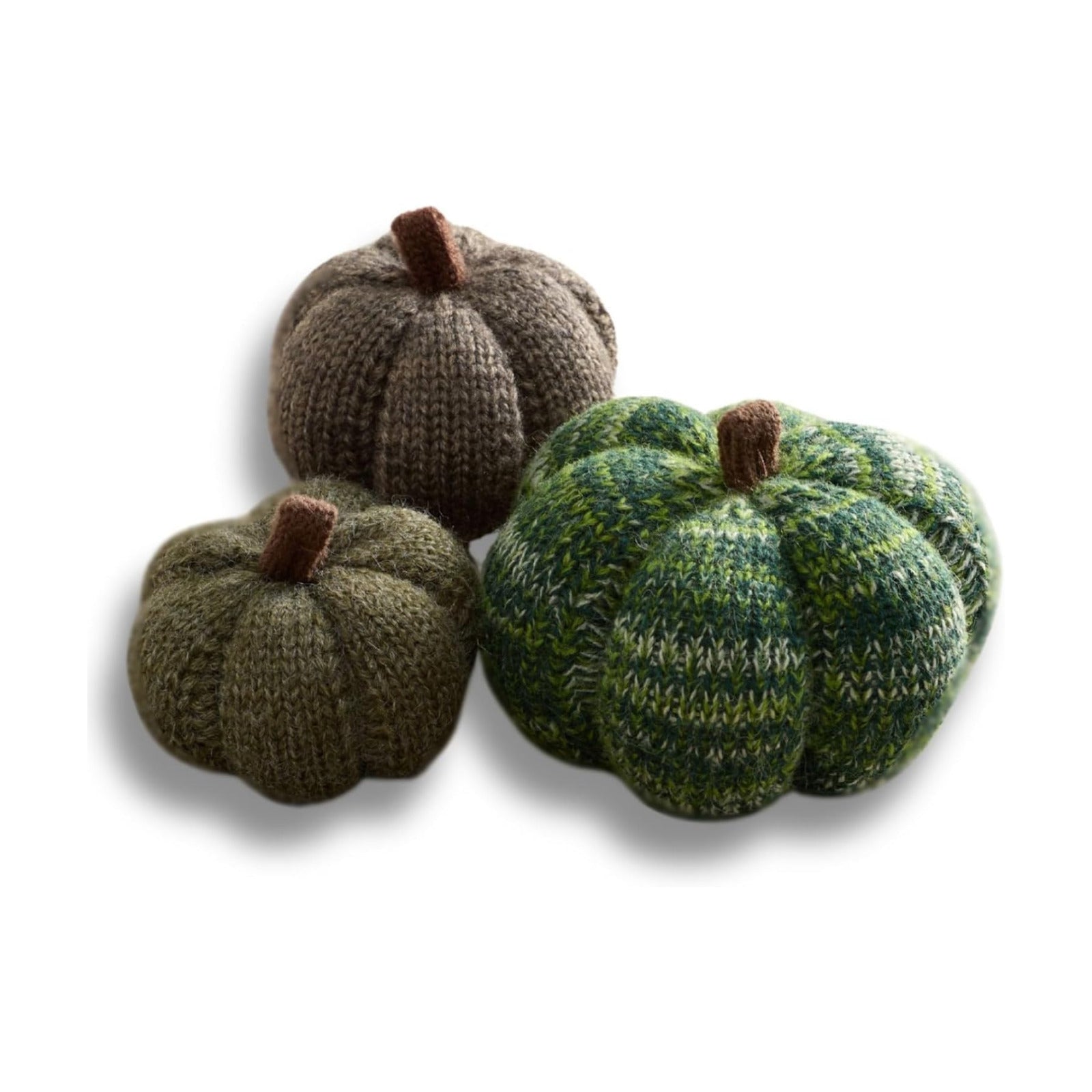 Set of 3 Cozy Mini Knit Pumpkins (Juniper Multi-Size Set)