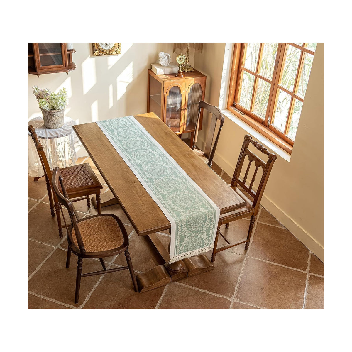 14x138 Medallion Table Runner Waterproof Rustic Farmhouse Macrame | Planning a rustic wedding or banquet? This