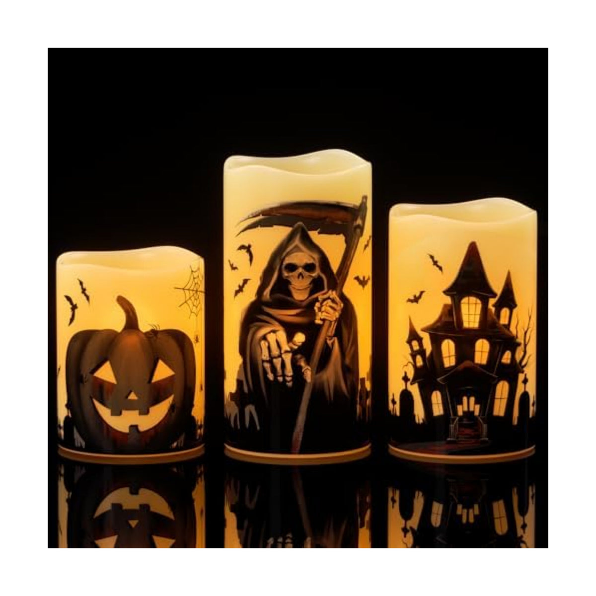 Wondise Real Wax Halloween Flameless Flickering Candles with 6HTimer