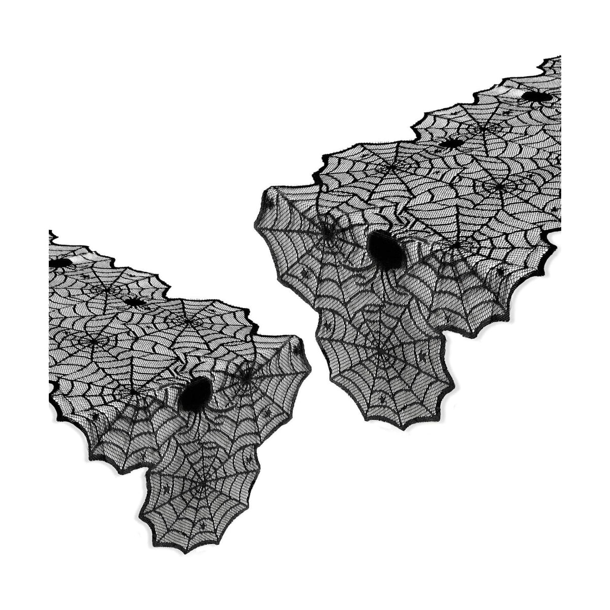 Halloween Decorations Table Runner with Black Lace Spider Web 18 X 72 Inch