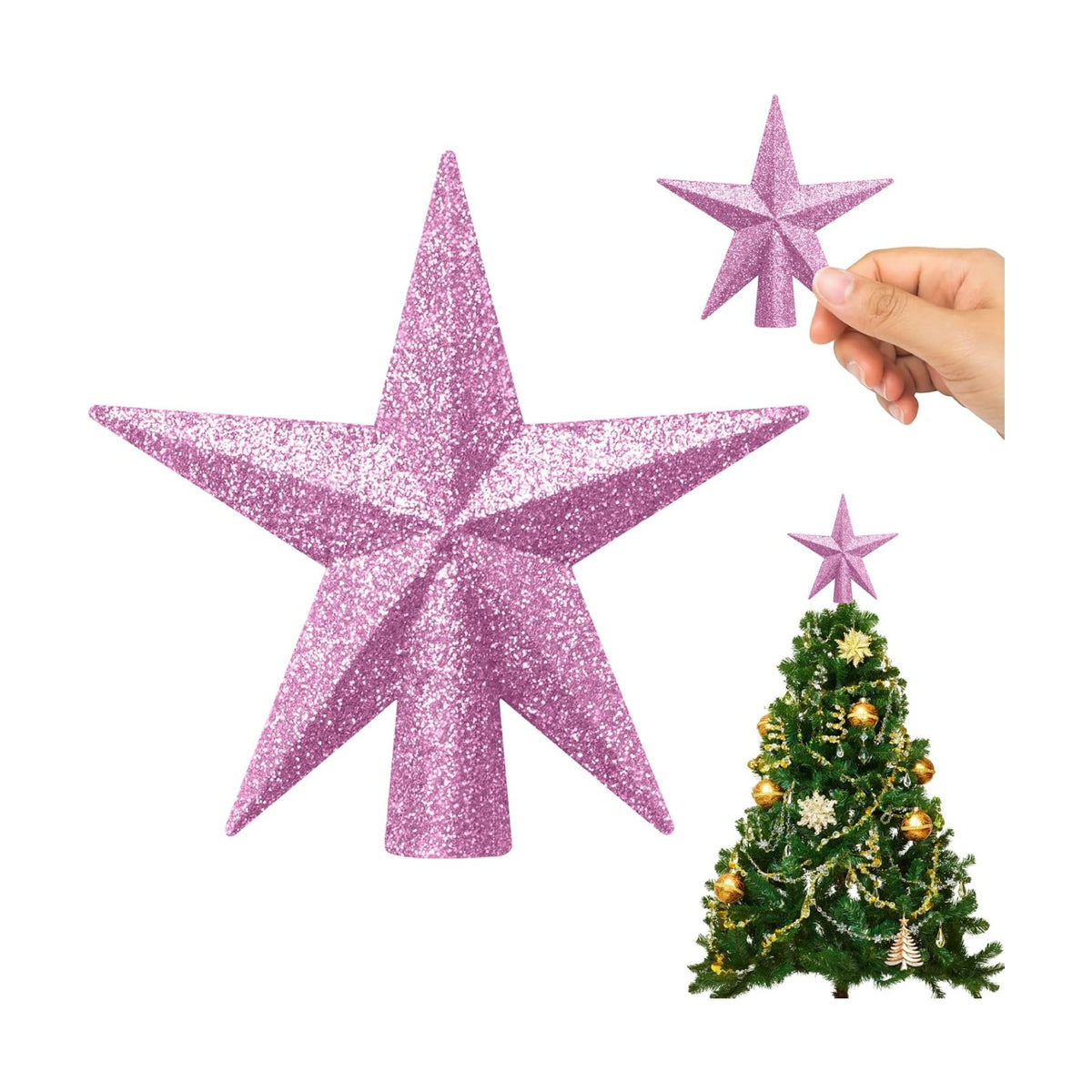 SUNEZLGO Mini Christmas Tree Topper, 3.35 Inch Small Star Treetop, Small Christmas Tree Top, Mini Christmas Tree Ornaments, Ornaments for Mini Tree