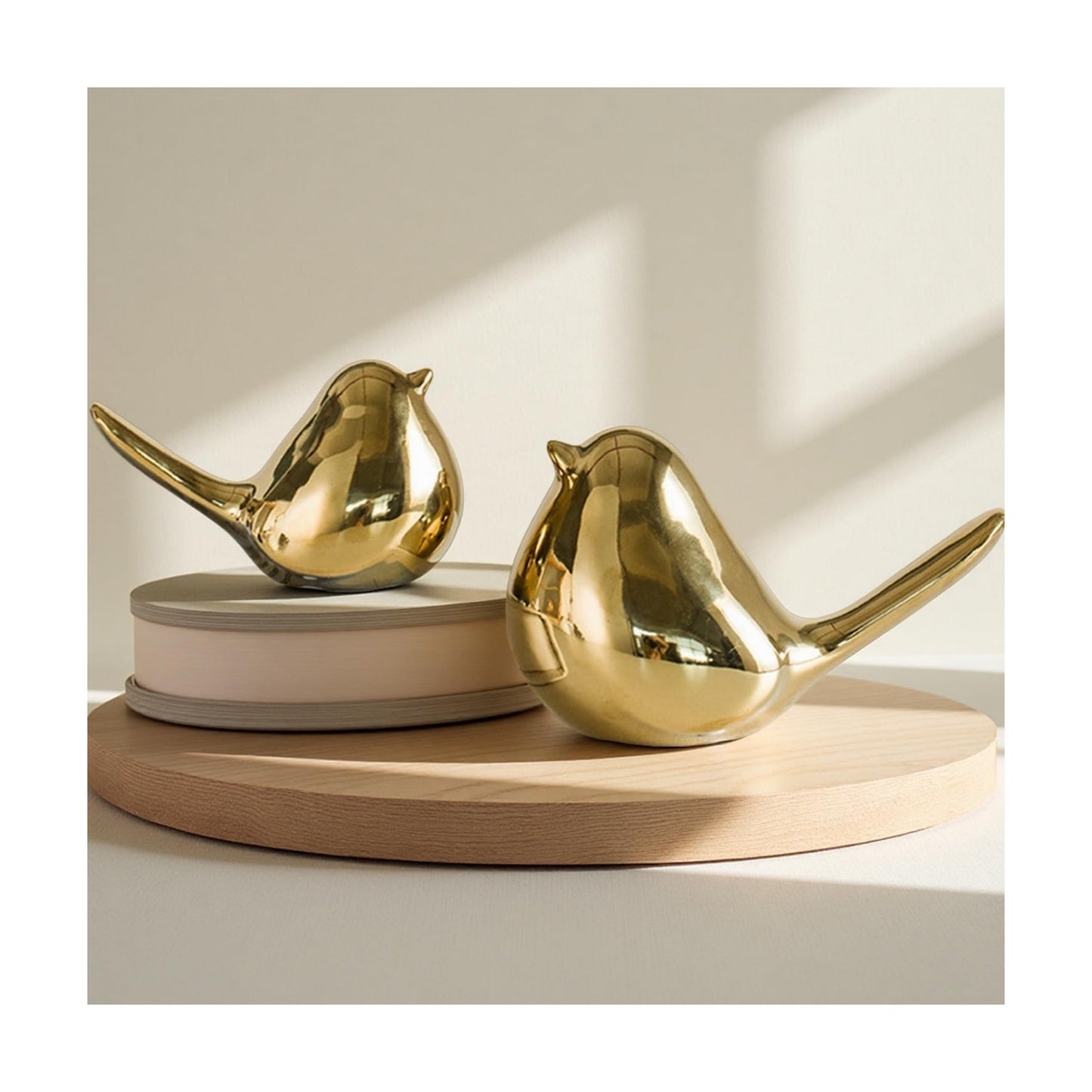 Ceramic Birds Figurines Home Decor / Gold / Set of 2