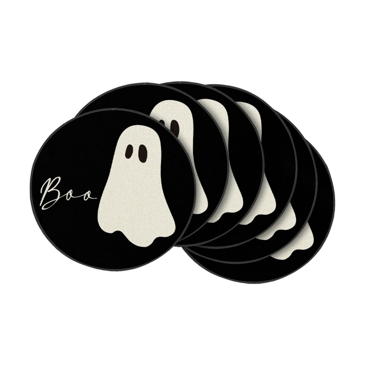 Artoid Mode Boo Ghosts Halloween Round Placemats Set of 6-14 Inch