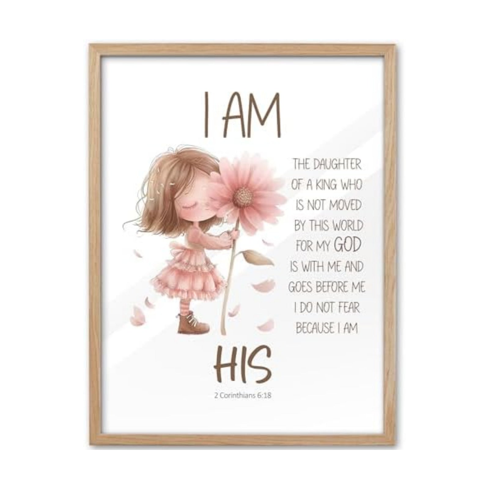KensTro 12x16 Oak Framed 2 Corinthians 6:18 Scripture Wall Art
