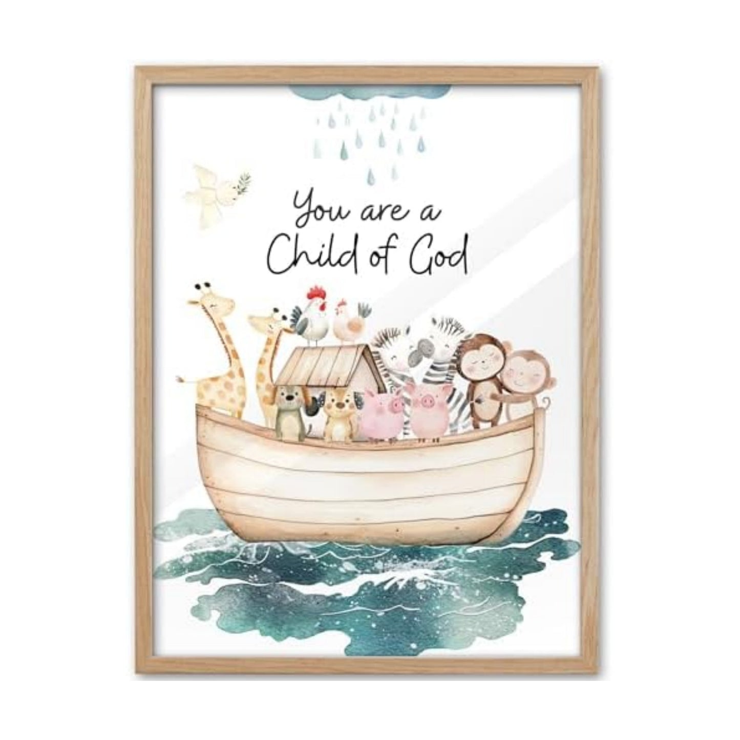 KensTro 12x16 Oak Framed Noah's Ark Child of God Wall Art