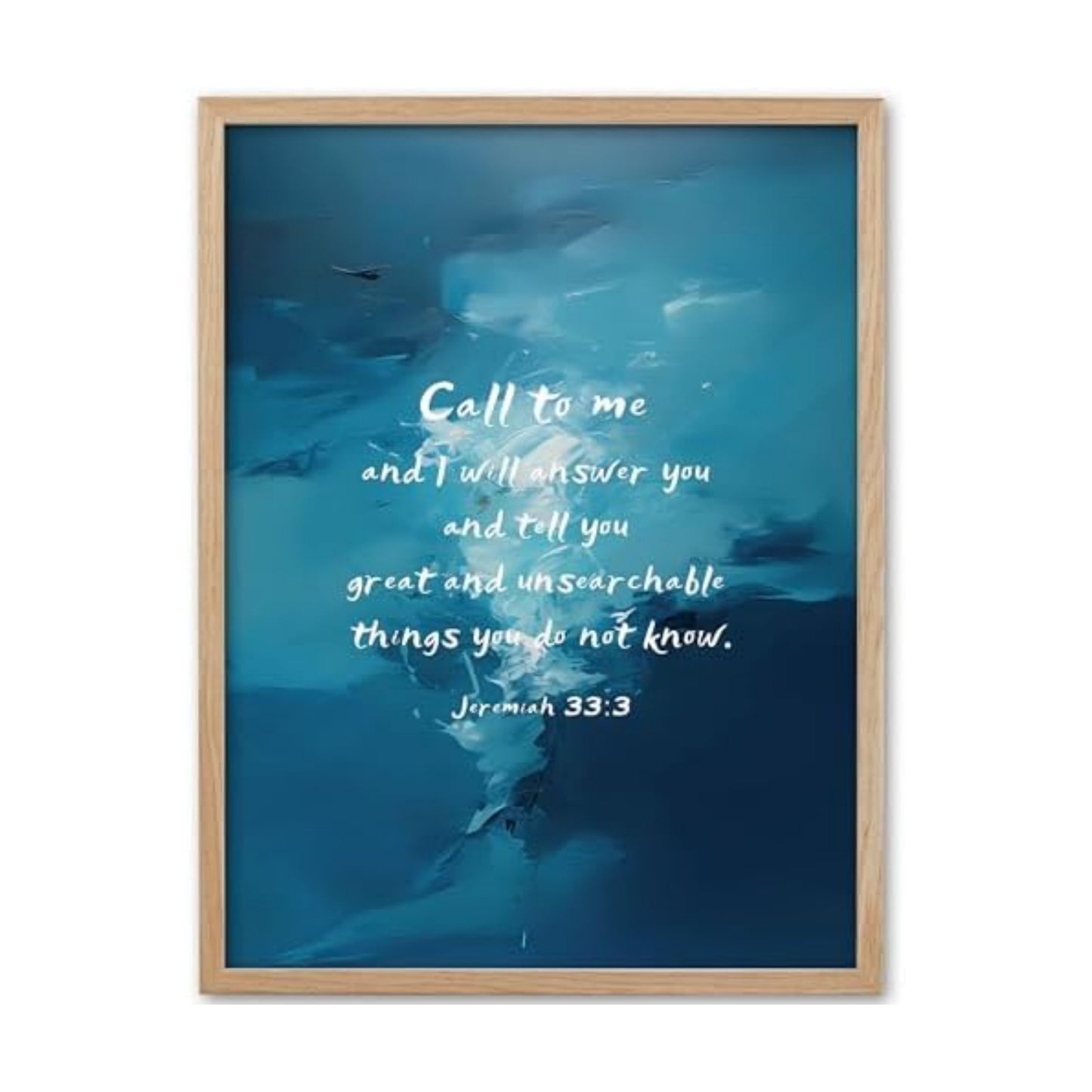 KensTro 12x16 Oak Framed Jeremiah 33:3 Christian Wall Art