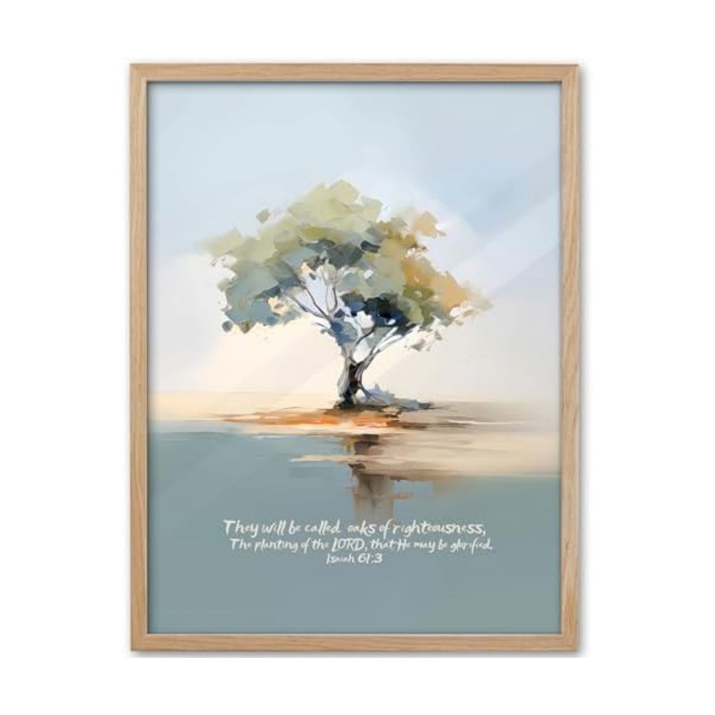 KensTro 12x16 Oak Framed Christian Wall Art, Oaks of Righteousness