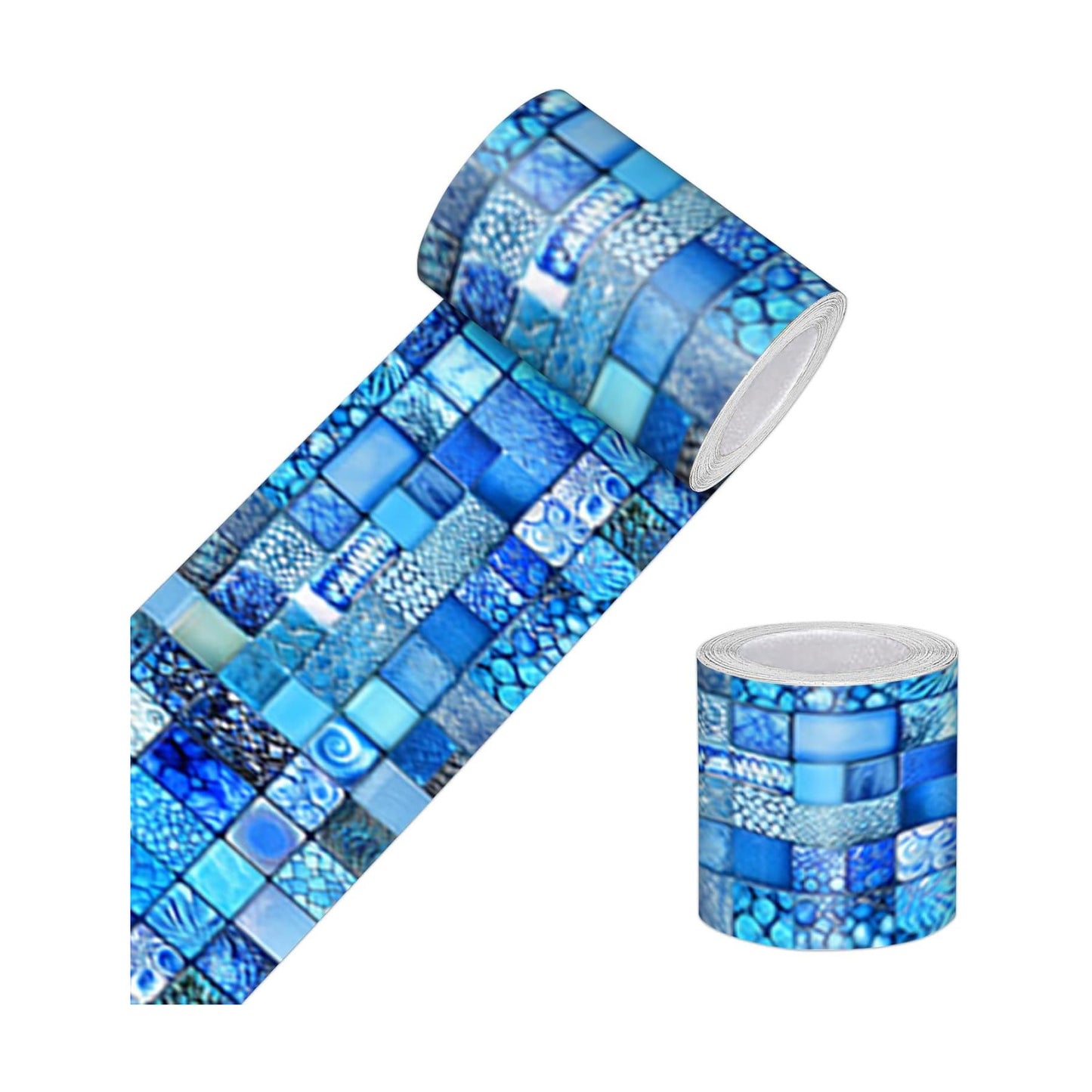 Wallpaper Border Peel and Stick Decorative Wall Trim Self Adhesive Mosaic Tile / Blue Texture