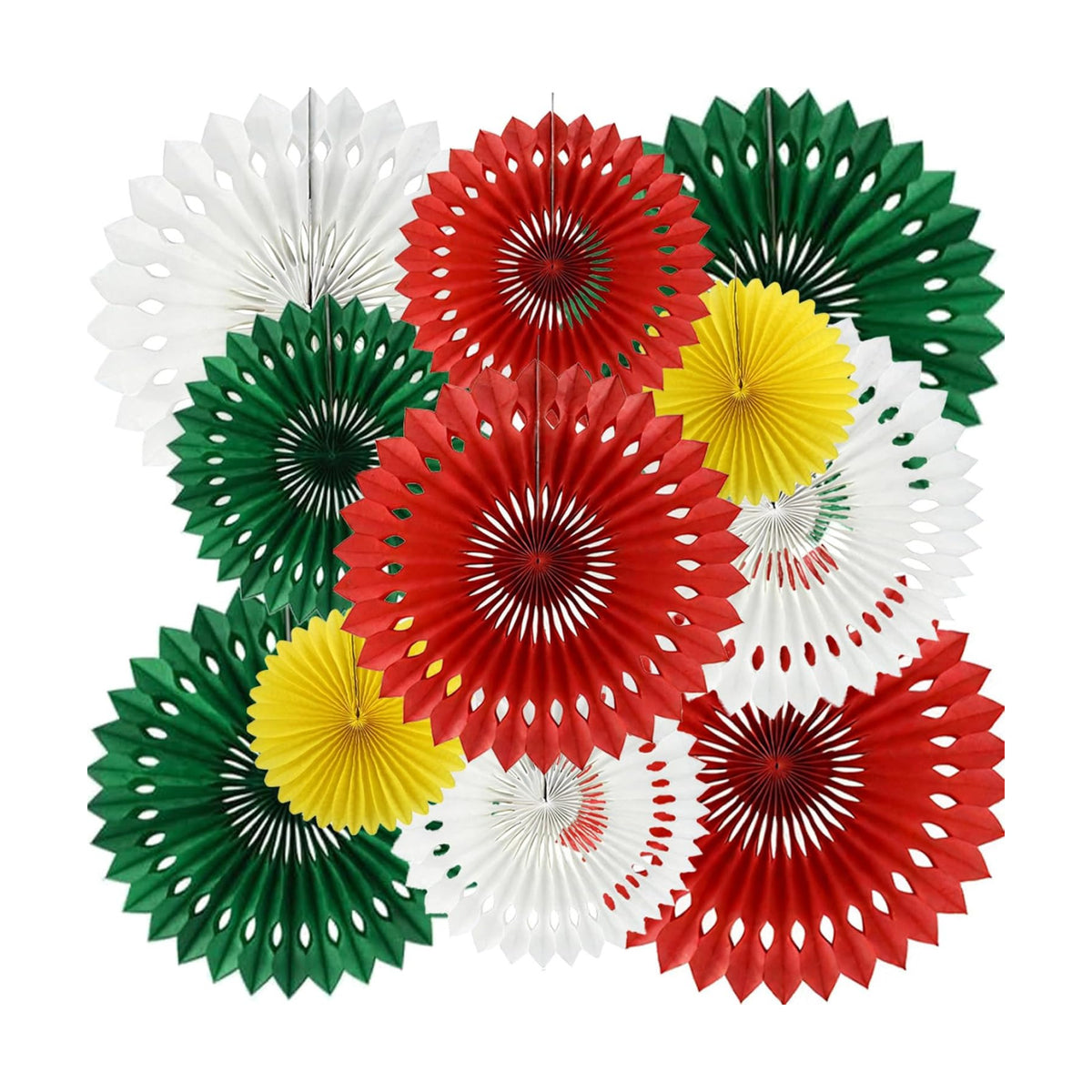 Christmas Hanging Honeycomb Round Paper Fans Decoration Winter Theme Tissue Paper Fan Garland for Shower Birthday Graduation Wedding Party Supplies 11 Count