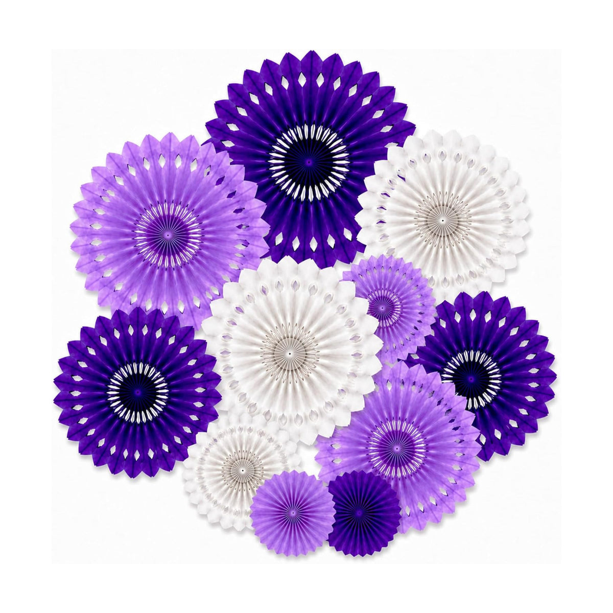 Purple White Hanging Honeycomb Round Paper Fans Halloween Decoration Kit for Baby Boy Shower Birthday Wedding Under The Purple Theme Photo Booth Backdrops Paper Party Supplies 11 Count