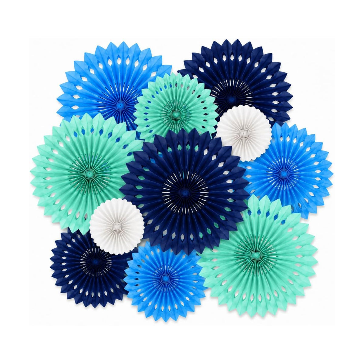 Blue White Hanging Honeycomb Round Paper Fans Decoration Kit for Baby Boy Shower Birthday Navy Ocean Wedding Under The Sea Theme Photo Booth Backdrops Paper Party Supplies 11 Count