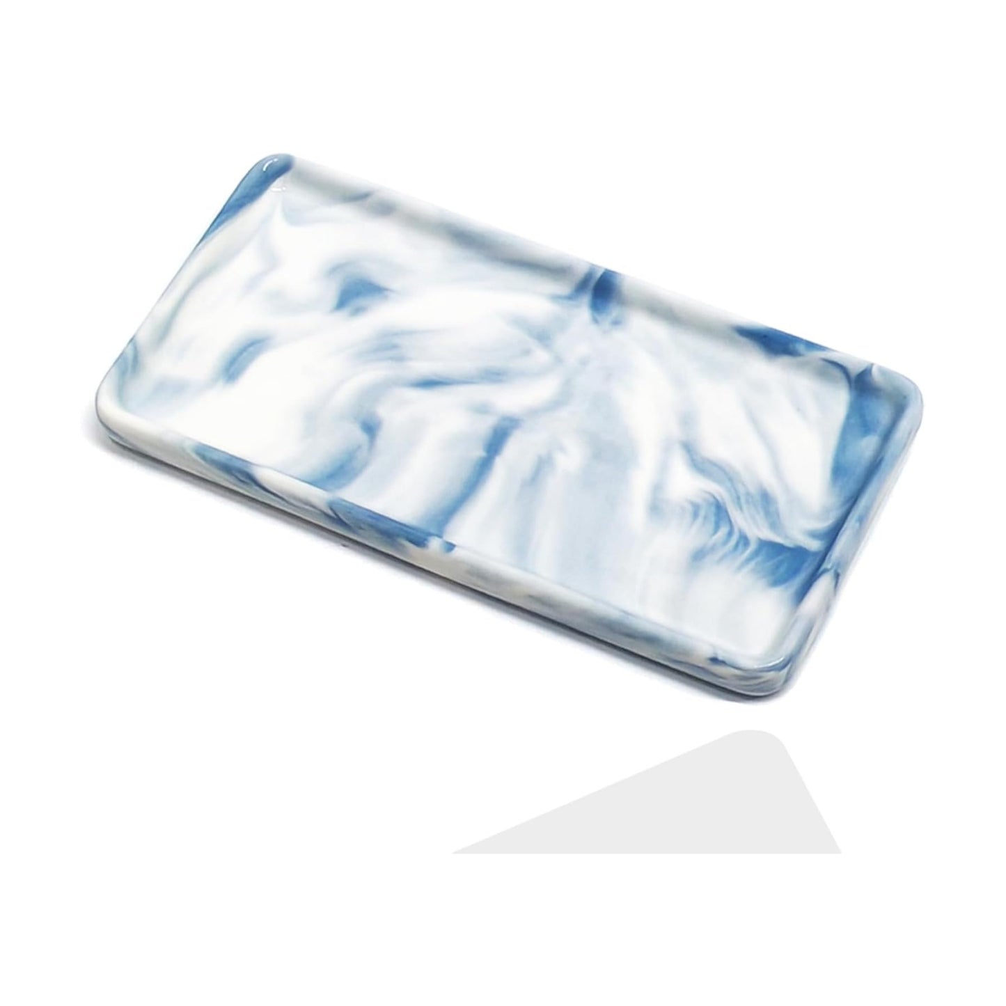 Tiny Ceramic Countertop and Vanity Tray for Cosmetics / 6.4 x 3 x 0.5 / Blue