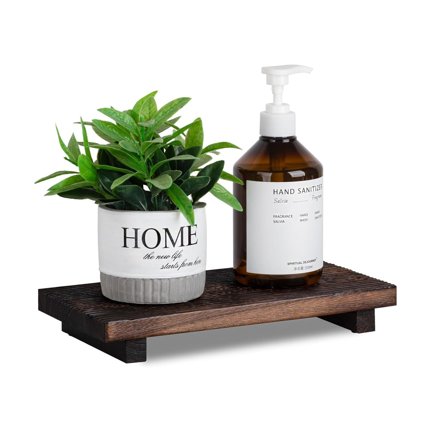 Bathroom Tray Farmhouse Decor Pedestal Stand Wood Riser Display / Drak Brown / 11 x 5.5 x 1.6