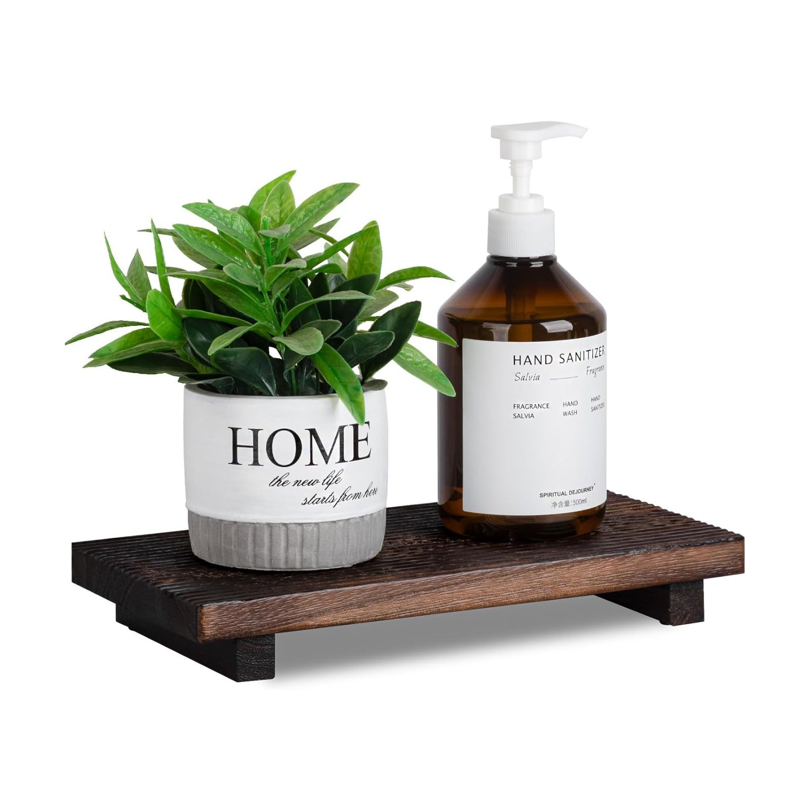 Bathroom Tray Farmhouse Decor Pedestal Stand Wood Riser Display / Drak Brown / 11 x 5.5 x 1.6